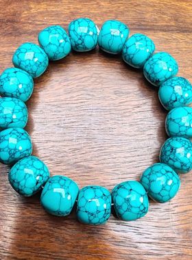 2026厂家优化高瓷乌兰花网花水草纹绿松石手串圆珠手串单珠文玩配