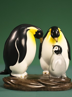 2026黄铜彩绘南极帝企鹅小摆件家居客厅办公室桌面装饰品生日送礼