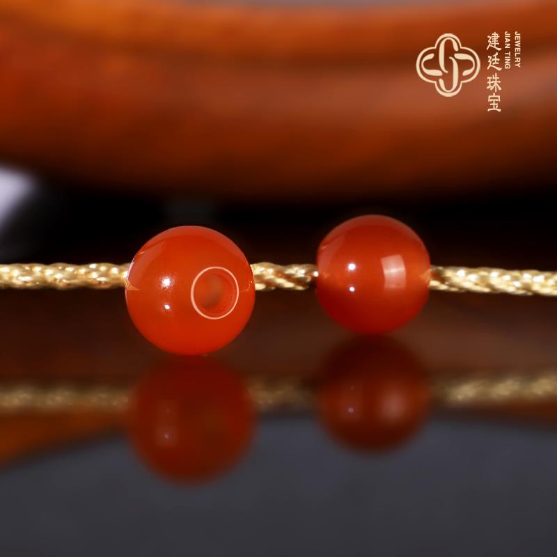 2025建廷保山南红河湾冰红散珠 大孔珠 南红玛瑙配珠配珠 精修孔