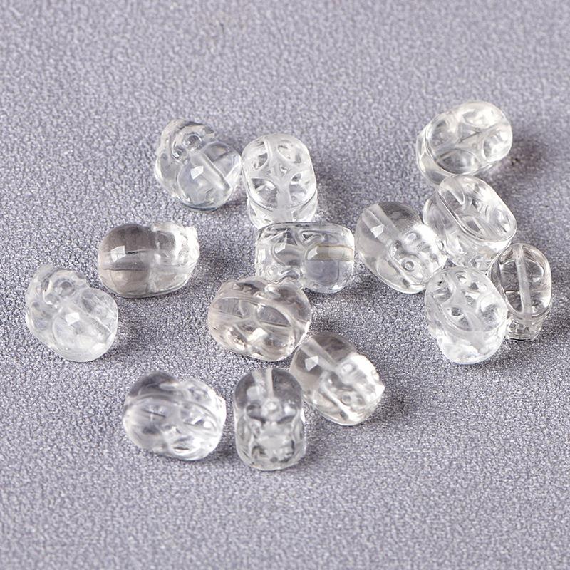 2025天然白水晶貔貅通孔DIY手链百搭配饰件散珠子串珠手工DIY配件