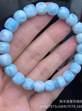 2025多米尼加拉利玛海纹石老形珠手链满龟背纹玉化品质天然海纹石