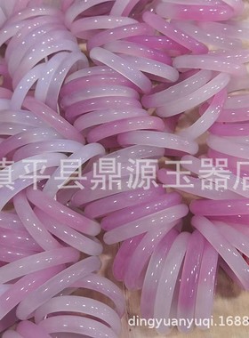 2026新品冰种桃花粉半壁江山玉髓手镯 细圆条美人镯飘粉樱花粉芙