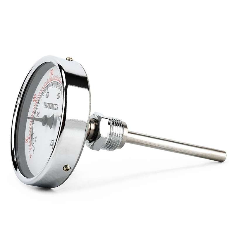 伊莱科双金属温度计锅炉管道轴向指针温度表WSS-401 0-200℃L=100