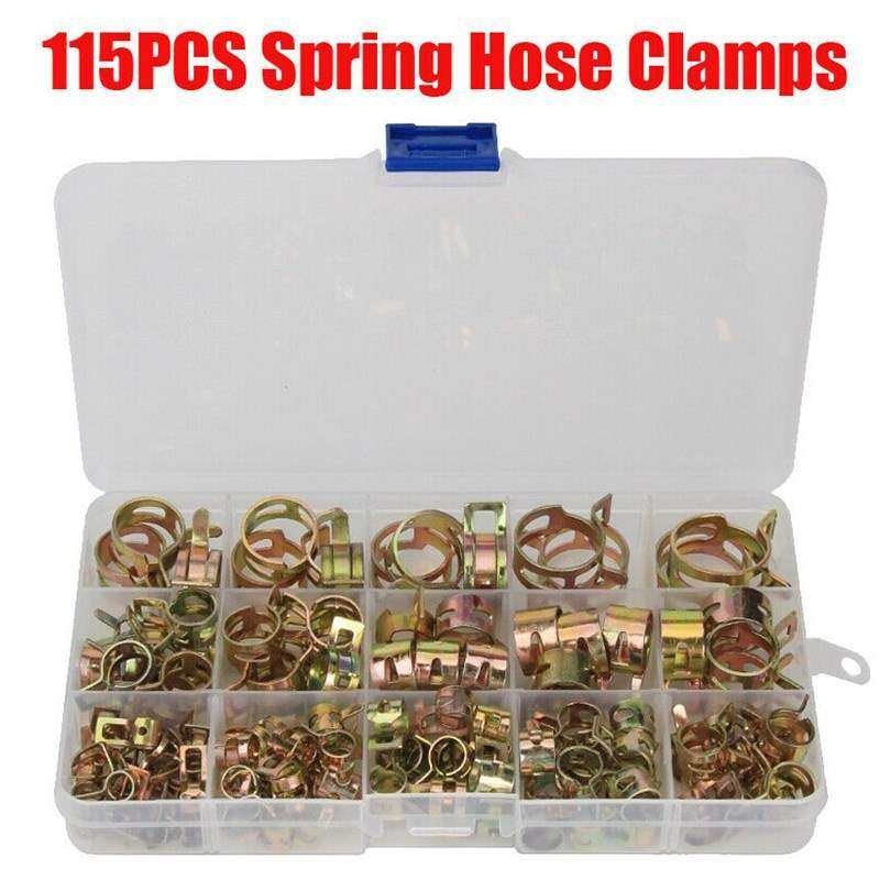 115pcs 盒装6-22mm弹性卡箍软管夹 喉箍 油管胶管水管用卡箍喉箍