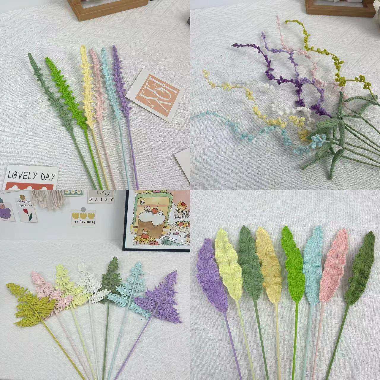 钩织叶子成品毛线编织撅叶龟背竹薰衣草蕨菜巴西叶手工配花配叶,服饰配件/皮带/帽子/围巾,DIY编织材料包,淘宝优惠券,粉丝福利购,淘宝优惠卷