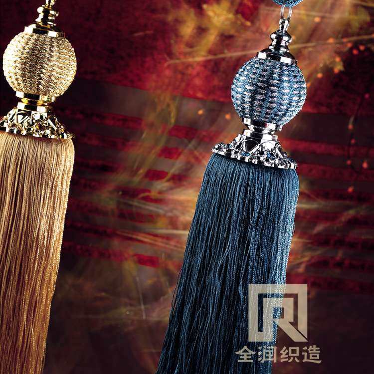 欧式流苏窗帘花套牛筋球型长挂穗 金花帽单球绑绳一对穗子