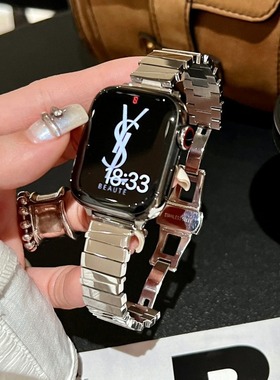 s9万花筒不规则设计休闲风细款金色不锈钢手表带657代8applewatch