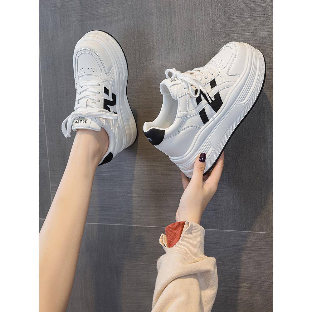 厚底内增高8CM小白鞋女2025秋季新款小个子松糕女鞋百搭休闲板鞋