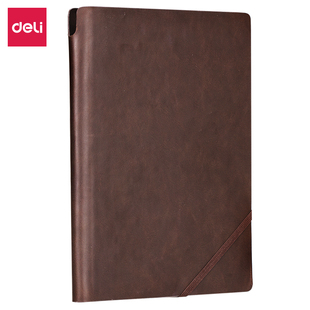 得力22260商务16开16K笔记本加厚耐磨PU皮面本子带插笔工作会议记录本免费刻字企业定制LOGO商务办公记事本