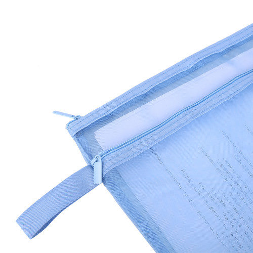 得力双层网纱袋拉链袋结实耐用