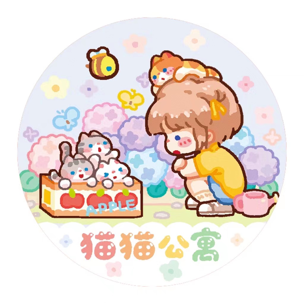 全套套装整卷循环贴纸自带离型纸可爱少女手账人物吃货胶卷超长超值