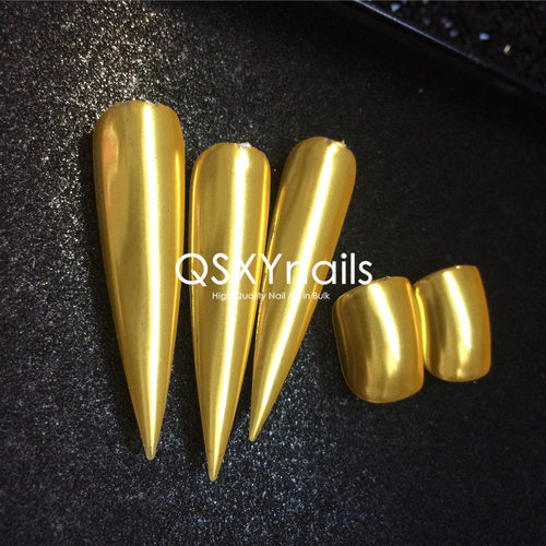 QSXYnails超亮荧光黄鲜艳美甲魔镜粉柠檬色镜面清透金感欧美闪粉 - 封面