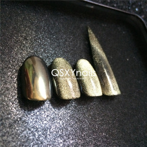 日系涩味浅金磁性粉超灵敏9D晶石宽猫眼魔幻镜面星河美甲亮闪粉