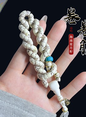海南星月卷卷肠菩提手串桶切顺白高密解压文玩手捻手链佛珠男女t4