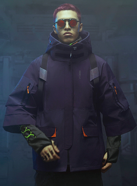 不作恶「叛客夹克」赛博朋克连帽卫衣城市机能风反光日系道袍外套