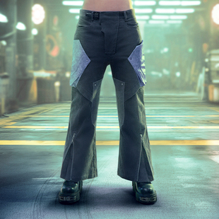 不作恶「巡影长裤_可调节裤脚」赛博朋克灯芯绒机车风微喇叭版型