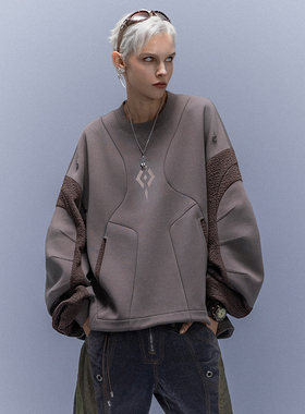 XIPHEVIL「机驭手圆领卫衣」高街宽松百搭弯刀袖内搭套头赛博朋克