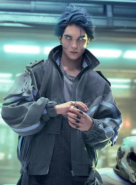 不作恶「巡影夹克」赛博朋克灯芯绒双领机车风街头短款夹克秋冬