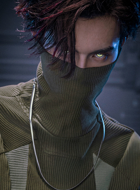 XIPHEVIL「息行生态衣」赛博修身高弹螺纹拼色高领打底衣春秋冬