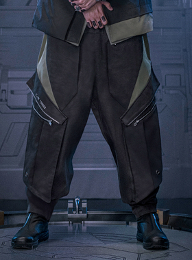 XIPHEVIL「刃影长裤」赛博朋克多口袋宽松落裆工装机能堆叠长裤脚