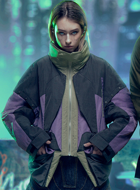 不作恶「异度骇客夹克」赛博朋克街头城市机能风宽松短款夹棉秋冬