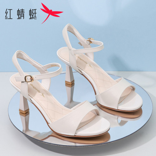 红蜻蜓时装凉鞋简约凉鞋高跟鞋女