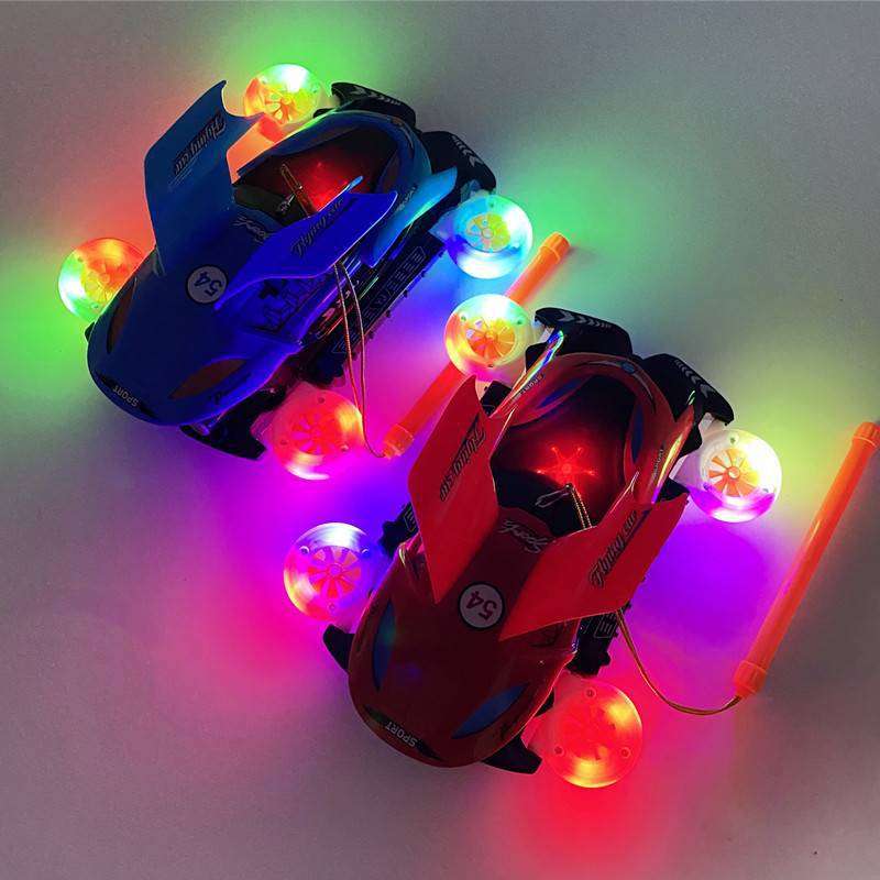 儿童元宵灯笼手提电动飞机车音乐发光自动开门四轮旋转变形车灯笼