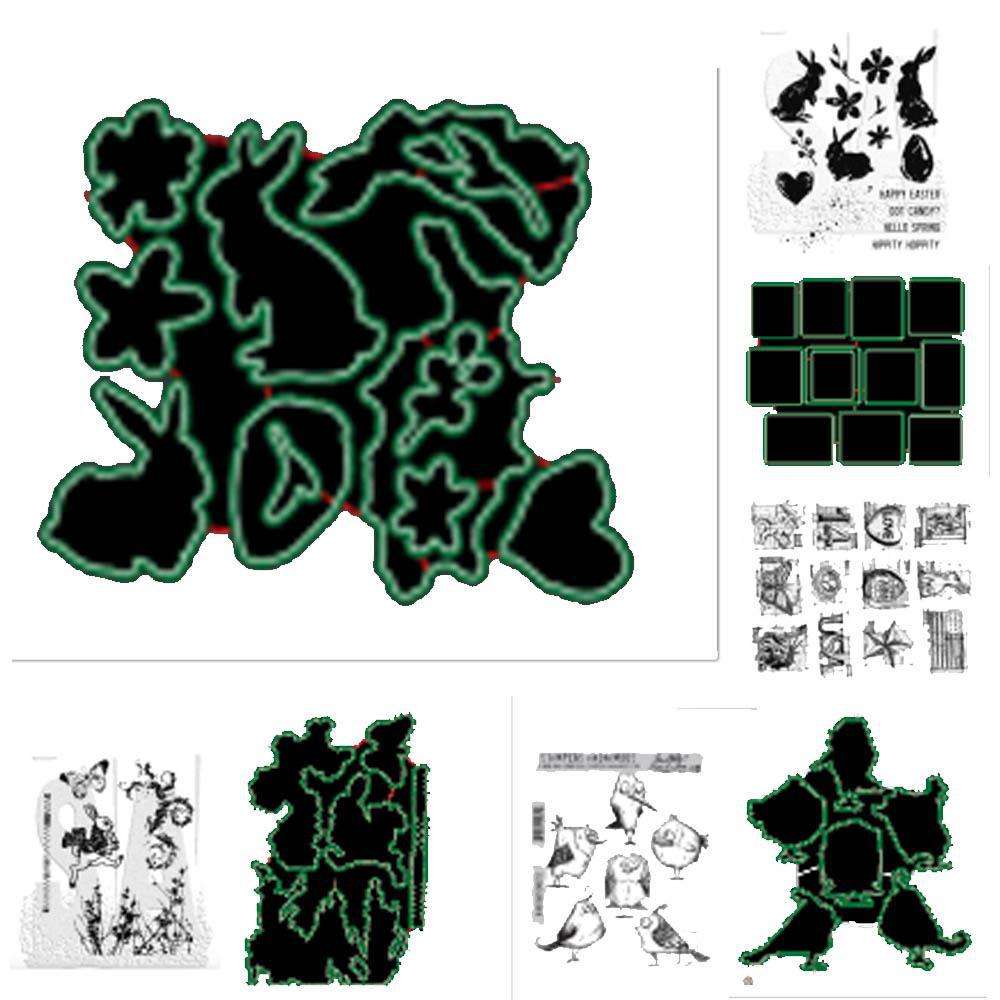 乌龟兔子小鸡刀模遮蔽板Scrapbook切割模板DIY压花模具贺卡制作