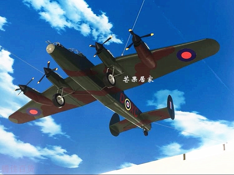 复古铁艺飞机幼儿园空中吊饰模型摆件酒吧网咖航模挂饰软装饰品