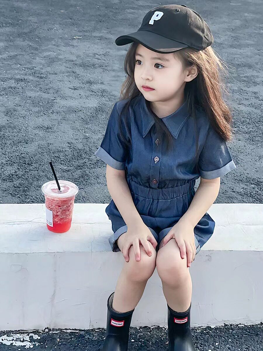 短裤天丝牛仔连体裤时髦洋气