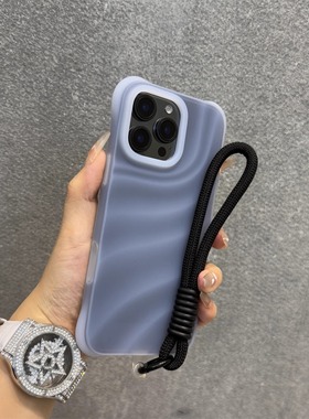 适用苹果16手机壳黑色波漾果冻iphone16promax新款肤感保护套15pro四角防摔16高级感个性16pro网红防摔