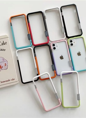 适用苹果13手机壳iphone11透明硅胶12pro全包XR防摔12蓝色边框X软