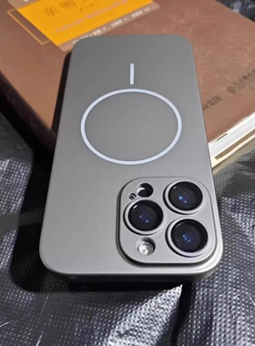超薄细圈磁吸适用苹果16promax肤感磨砂手机壳iphone15Pro带镜头膜pc硬保护套ip14/13/12简约男女新品外壳ins