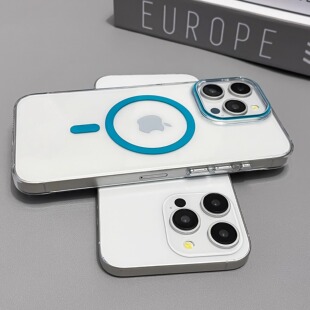 高透PC不发黄适用苹果16手机壳iphone15promax简约海湾蓝13透明男女新款12pro磁吸全包14plus超薄防摔保护套