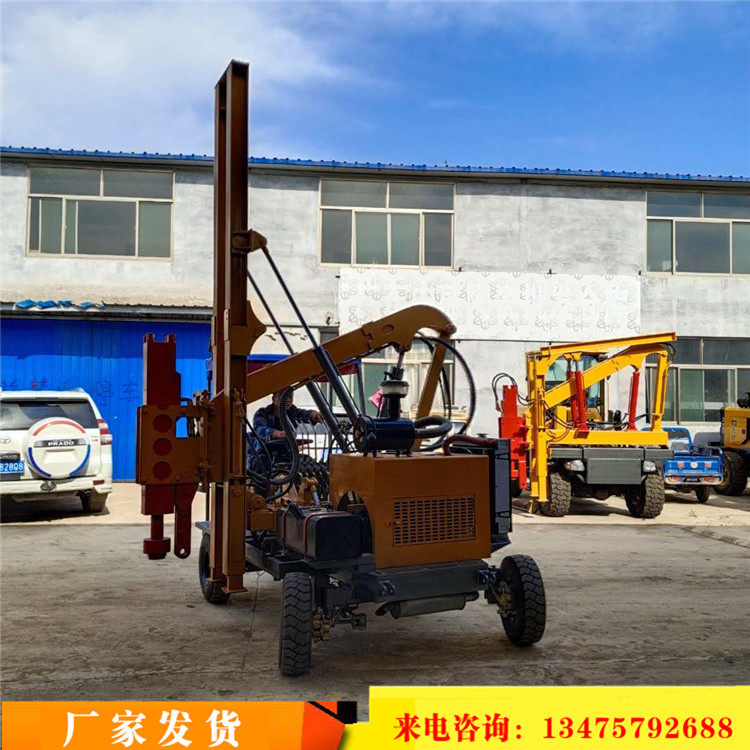 高速公路波形护栏立柱打桩机 水泥土搅拌桩机 高速路面钻孔设备