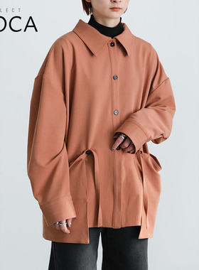 SELECTMOCA秋冬新品日本直邮设计感长袖宽松开衫厚款外套纯色女