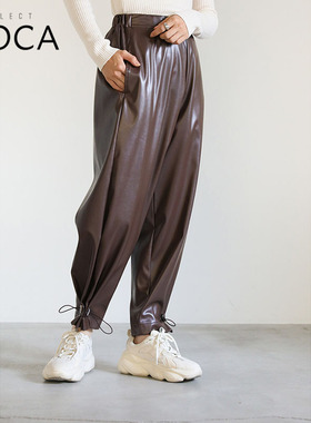 SELECT MOCA柔软仿皮光泽感裤子抽绳束口灯笼裤日本直邮10007560