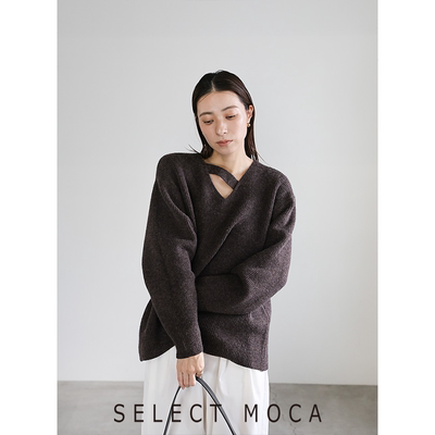 selectMOCA慵懒V领针织上衣