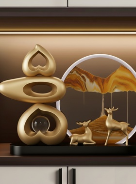 现代简约流沙画爱心鹿摆件礼物