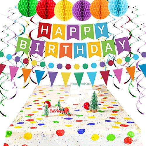 happy birthday banner for females or males includes table cl