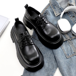 小众设计英伦发型师德比鞋美式休闲机能风厚底增高大头皮鞋男透气