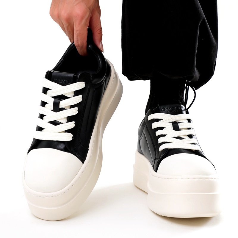 小众设计高级感板鞋男潮鞋痞帅黑白大头鞋百搭厚底增高休闲运动鞋,流行男鞋,休闲板鞋,淘宝优惠券,粉丝福利购,淘宝优惠卷