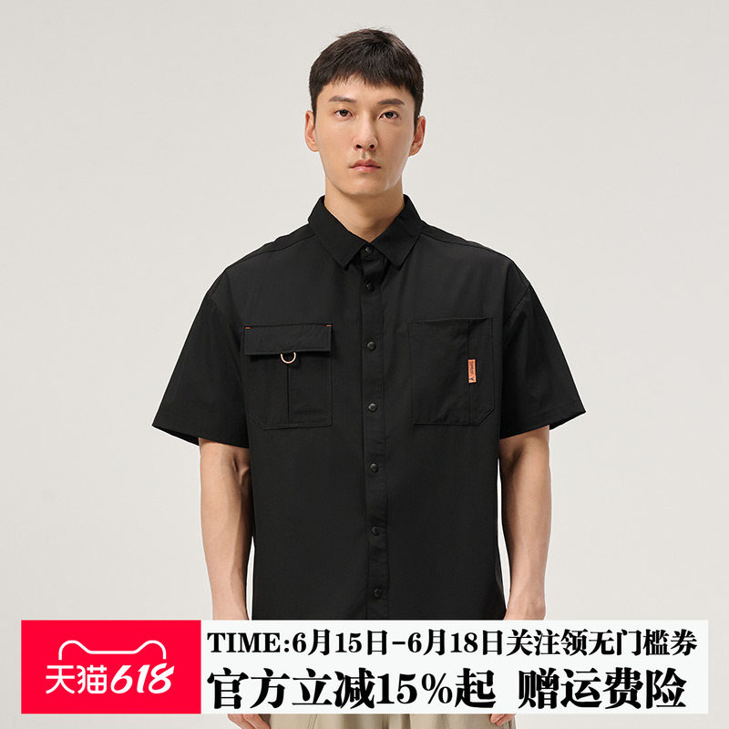 探路者短袖衬衫男户外新款轻薄透气速干翻领短袖女