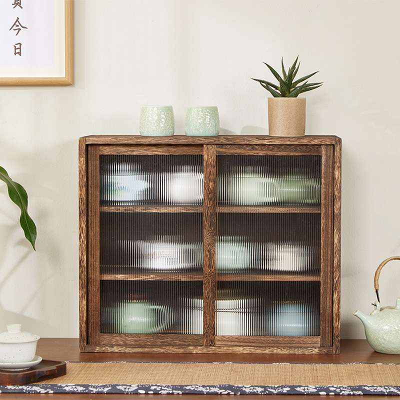 杯架收纳置物架亚克力桌面杯子茶具收纳实木茶柜茶具防尘展示架子