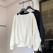 老板娘美林 洋气锁骨卫衣 长55 秋新款 上衣WS481