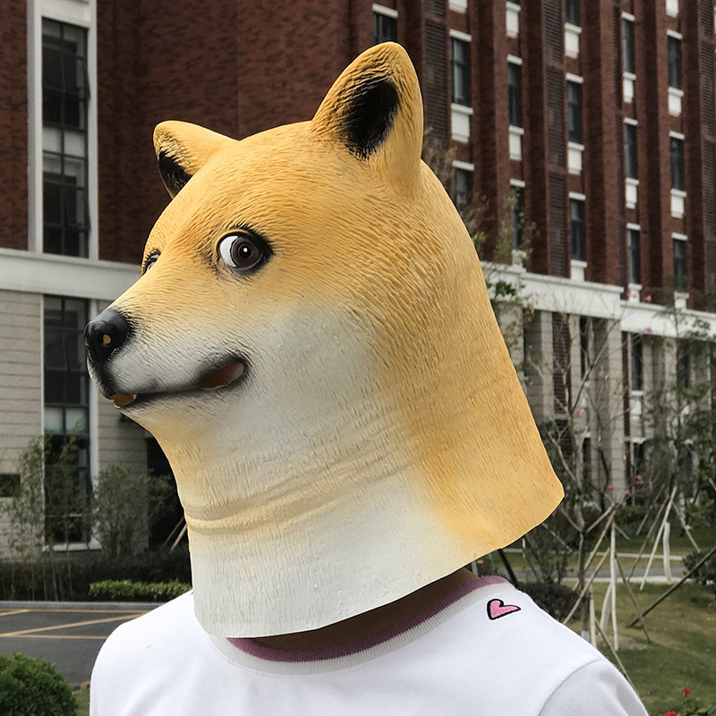 动物头套秋田犬狼狗二哈士奇面具cos万圣节酒吧抖音直播表演道具