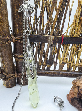 黄水晶招财六角柱项链吊坠