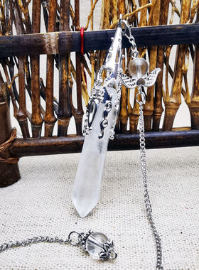 天使之翼翅膀摆链紫白粉水晶吊坠