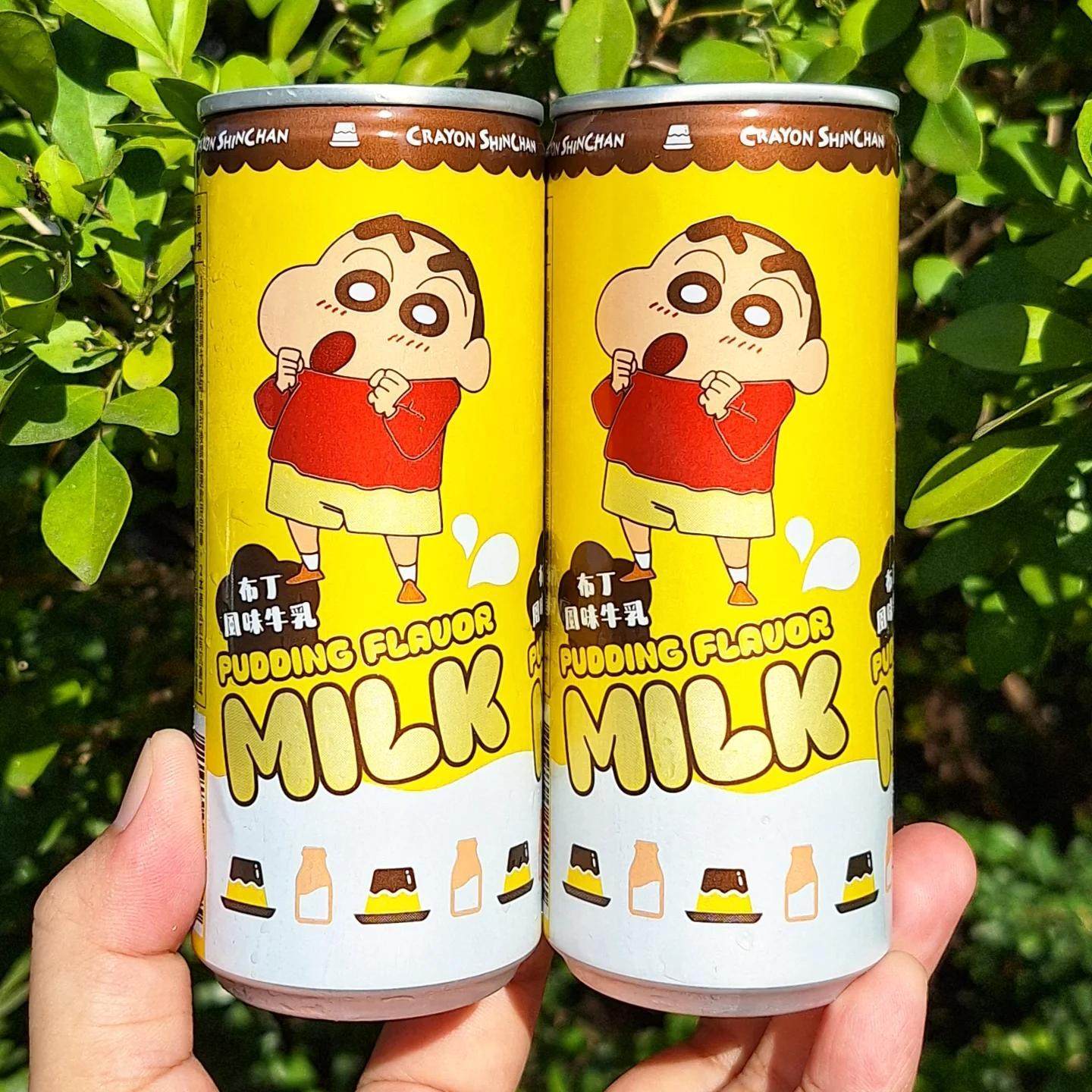 必须收藏！蜡笔小新布丁风味牛奶罐装进口高颜值卡通网红饮品