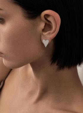 臻致【Origin 系列】925银爱心耳钉白色圆锆满钻镶嵌小众心形设计